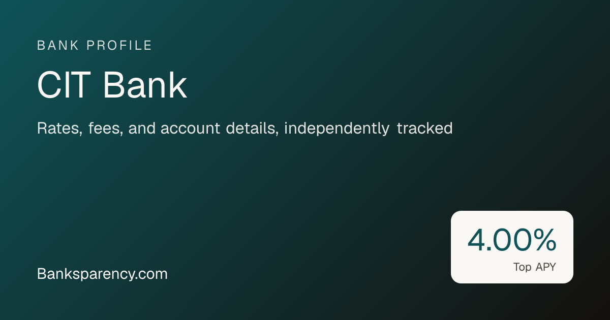 CIT Bank Savings, CD & Money Market Rates | Banksparency