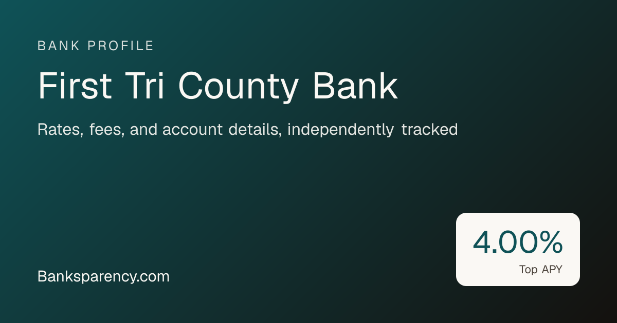 First Tri County Bank Savings, CD & Money Market Rates | Banksparency