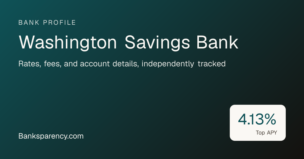 Washington Savings Bank Savings, CD & Money Market Rates | Banksparency