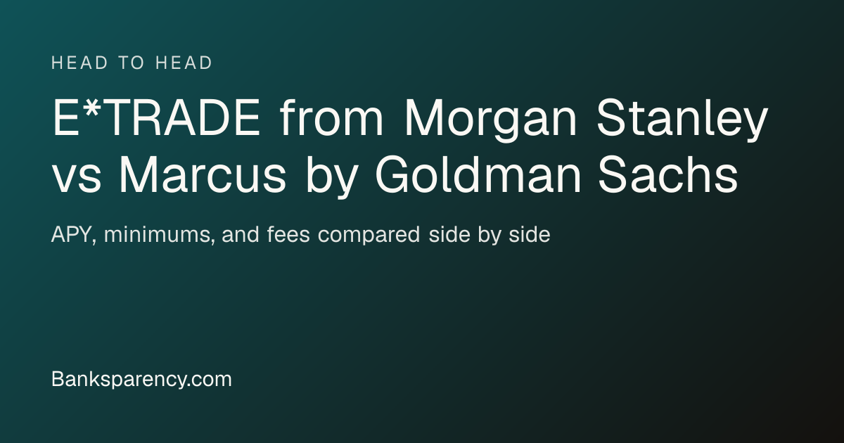 E Trade From Morgan Stanley (3.50%) vs Marcus By Goldman Sachs (3.40% ...